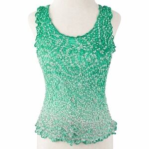 Chaudry KC Silk Sequin Tank Top Womens Small Green Boho Y2K NWT Deadstock